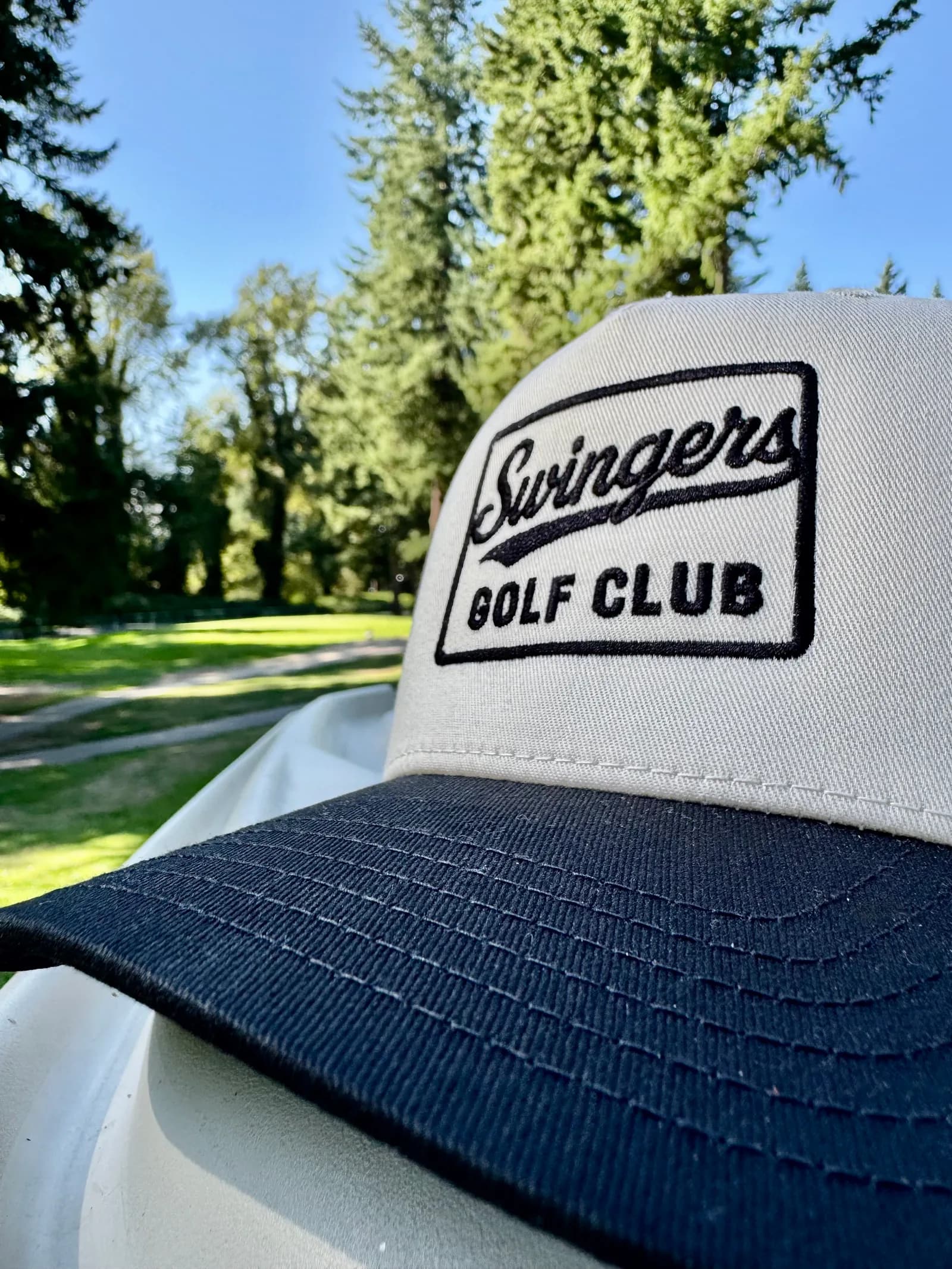 Course day with Swingers Club hat